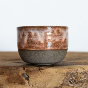 Teeschale grau/pfirsich