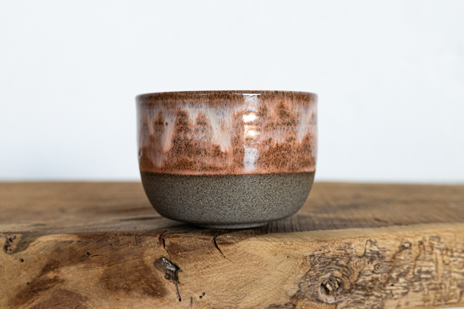 Teeschale grau/pfirsich